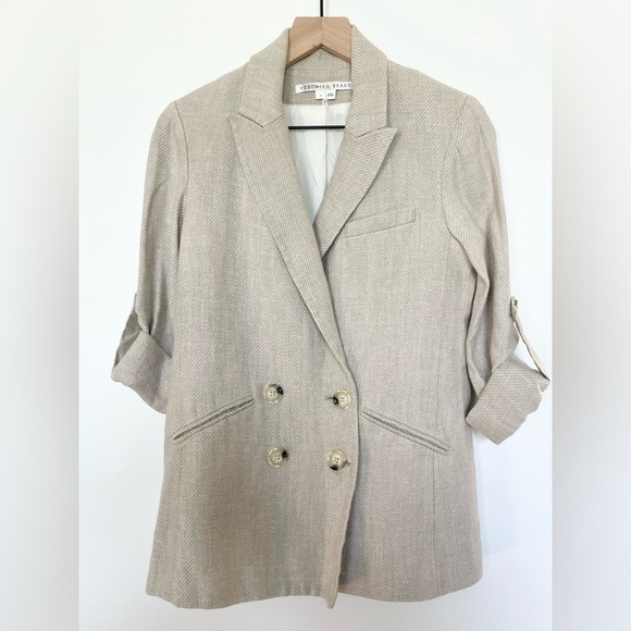 Veronica Beard Double Breasted Linen Parineti Dickey Blazer Stone Beige Jacket - Picture 4 of 8
